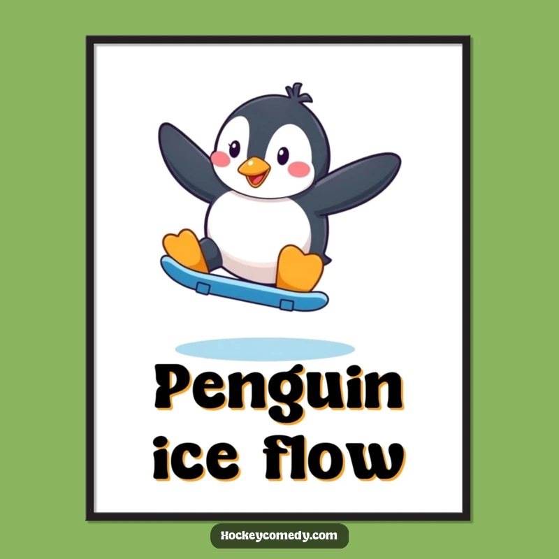 Funny Penguin Skater Digital Art: Instant Cool Moves for Your Walls - A Funny Gift