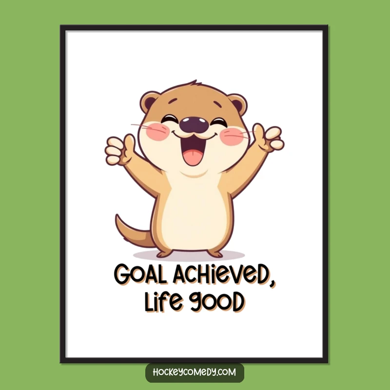 Funny Otter Digital Art: Hilarious Victory Pose, Instant Download Gift