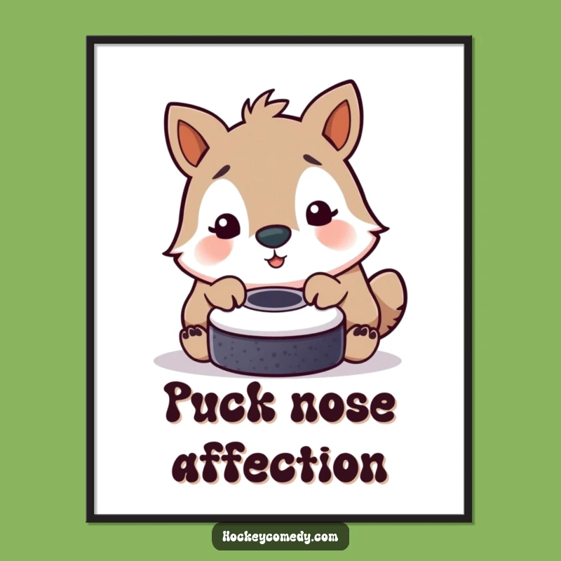 Funny Playful Animal Digital Art - Cute Puck Nudge Print Gift