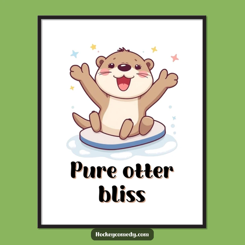 Funny Otter Slide Digital Art - Joyful Printable Decor Gift