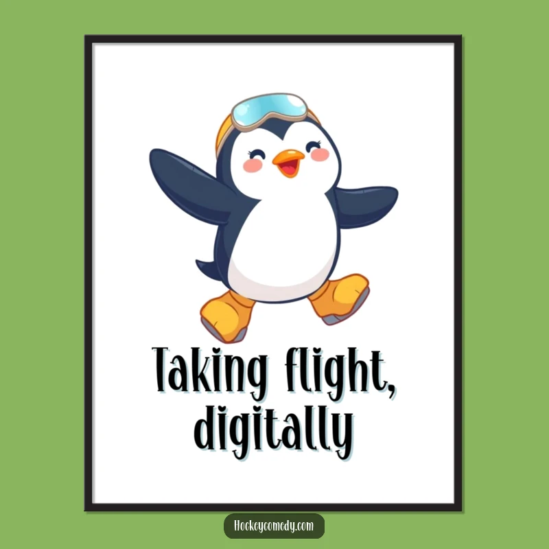 Funny Penguin Skater Digital Art - Bring Winter Joy Indoors!