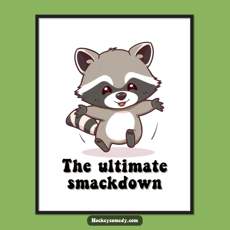 Funny Raccoon Digital Art: Hilarious Sliding Character, Instant Download Gift