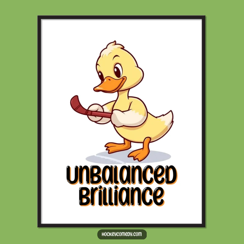 Funny Duck Hockey Digital Art Print: Instant Fun with this Determined Bird's Shot