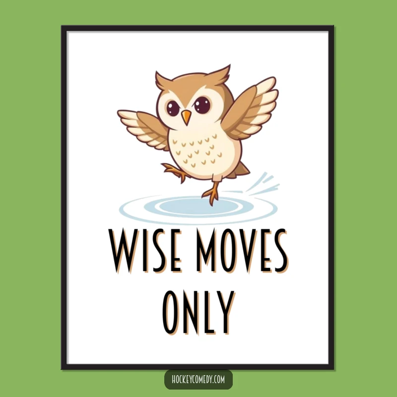 Funny Skating Owl Digital Print: Bring Determined Whimsy to Your Walls
