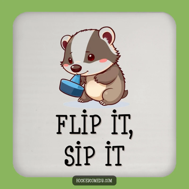 Funny Badger Drink Coaster Set - Hilarious Puck Trick Protection