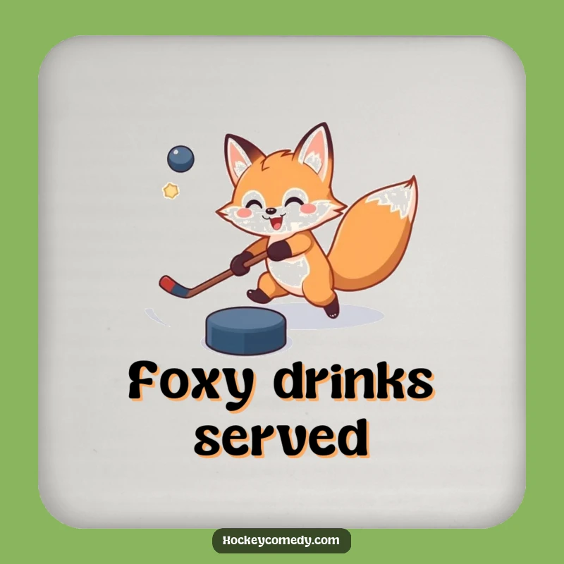 Funny Fox Hockey Coaster - Protect Surfaces with Slap Shot Fun, Perfect Funny Gift