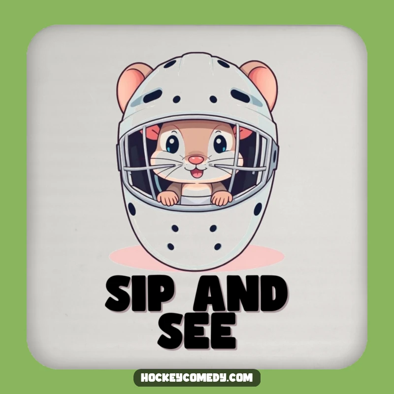 Funny Mouse Goalie Coaster: Protect Surfaces with Hockey Intrigue