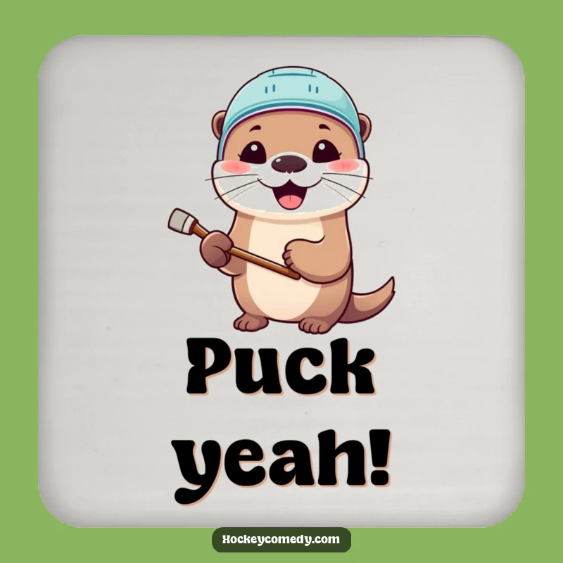 Funny Otter Hockey Coasters: Cute Helmet Set for Table Protection
