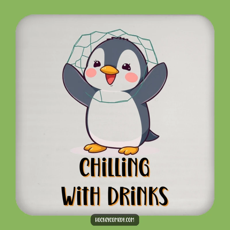 Funny Penguin Hockey Coasters: Flapping Set for Table Protection