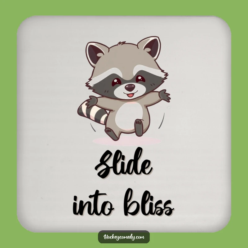 Funny Raccoon Coaster: Protect Surfaces with Hilarious Sliding Art Gift