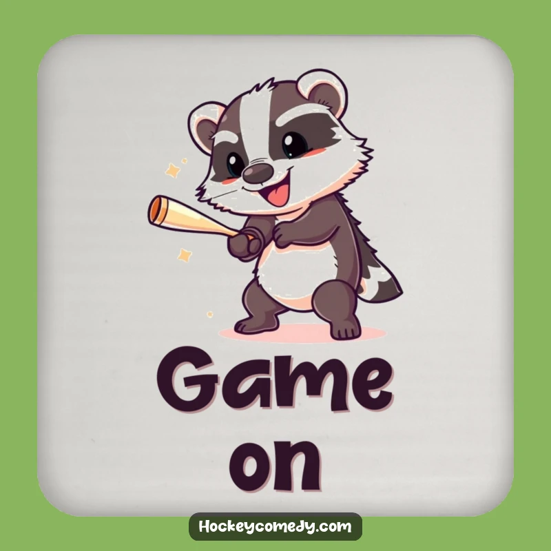 Funny Badger Hockey Coaster: Protect Surfaces with Game Cheer
