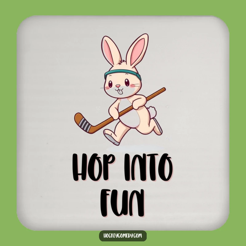 Funny Hockey Rabbit Coaster: Protect Surfaces with Playful Charm, Funny Gift
