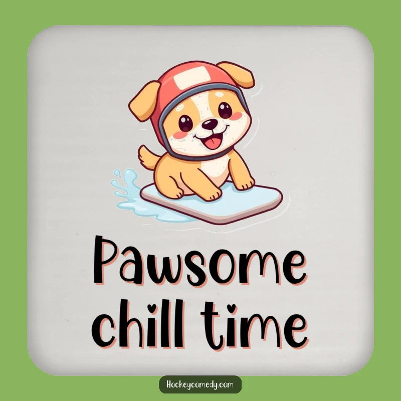 Funny Hockey Dog Drink Coaster: Protect Surfaces with this Pup's Hilarious Slide