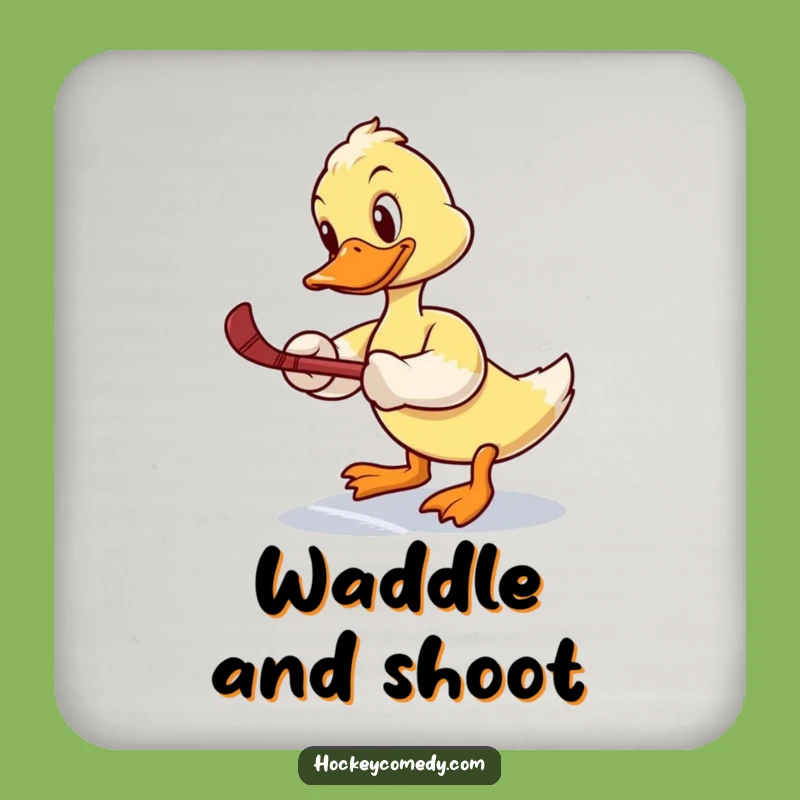 Funny Duck Hockey Drink Coaster: Protect Your Surface with this Determined Bird