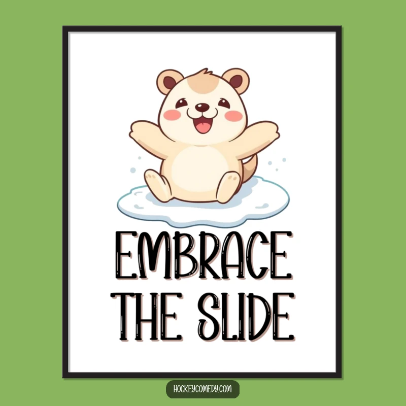 Funny Animal Ice Skating Poster - Whimsical Winter Joy Wall Art Gift