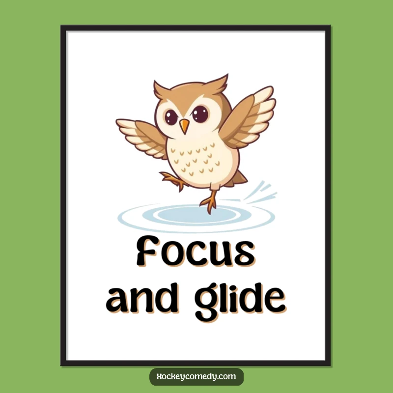 Funny Skating Owl Poster: Decorate with Determination and Winter Fun