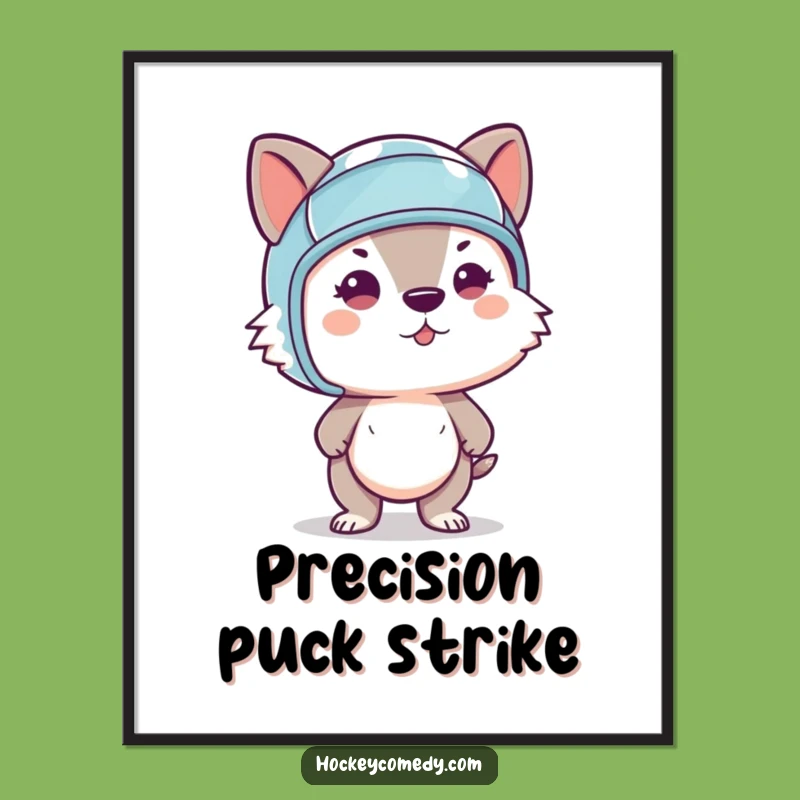 Funny Animal Slapshot Poster - Determined Hockey Art