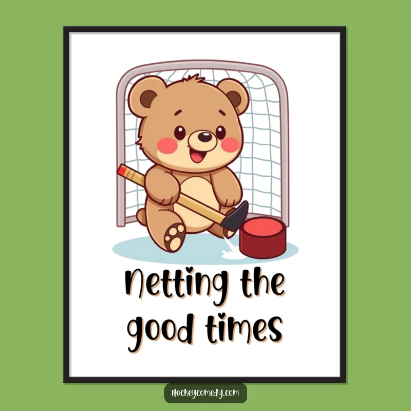 Funny Bear Cub Hockey Poster - Decorate with Sporting Spirit!