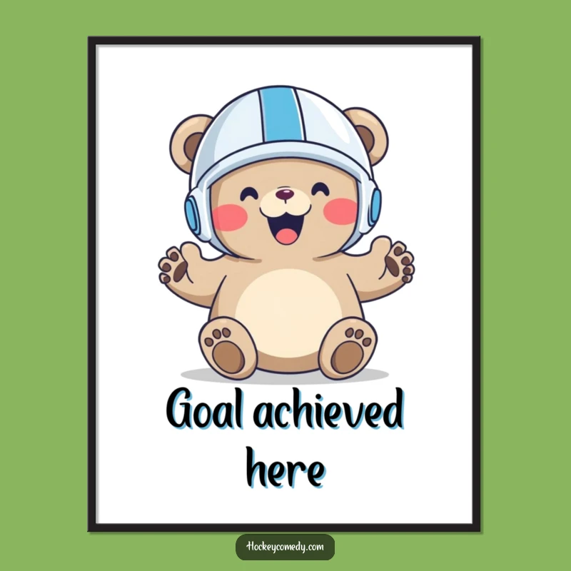 Funny Bear Goal Poster: Vibrant Wall Art, Winning Character, Perfect Gift for Decor