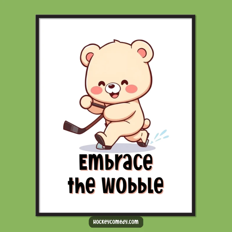 Funny Bear Hockey Poster: Clumsy Deke Art for Walls