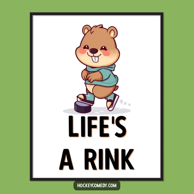 Funny Beaver Hockey Poster: Decorate with a Cheerful Skater!