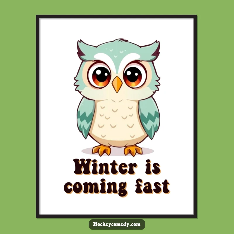 Funny Owl Hockey Poster Print - Hilarious Surprise Wall Art Gift