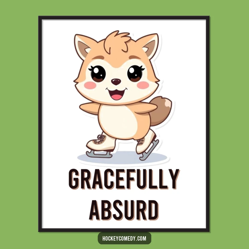 Funny Skating Animal Poster - Gleeful Motion Art, Stylish Strides, Humorous Decor Gift
