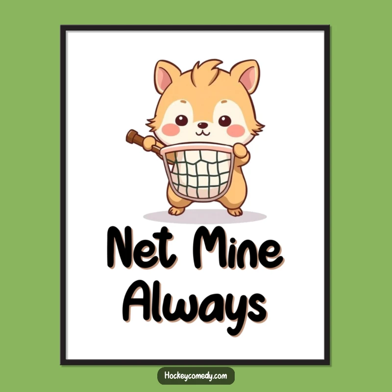 Funny Brave Animal Poster - Determined Hockey Goalie Art Print Gift