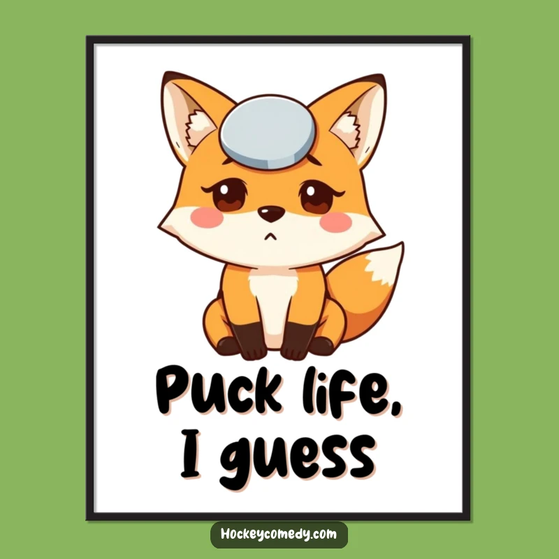 Funny Fox Puck Poster: Vibrant Wall Art, Confused Character, Perfect Gift for Decor
