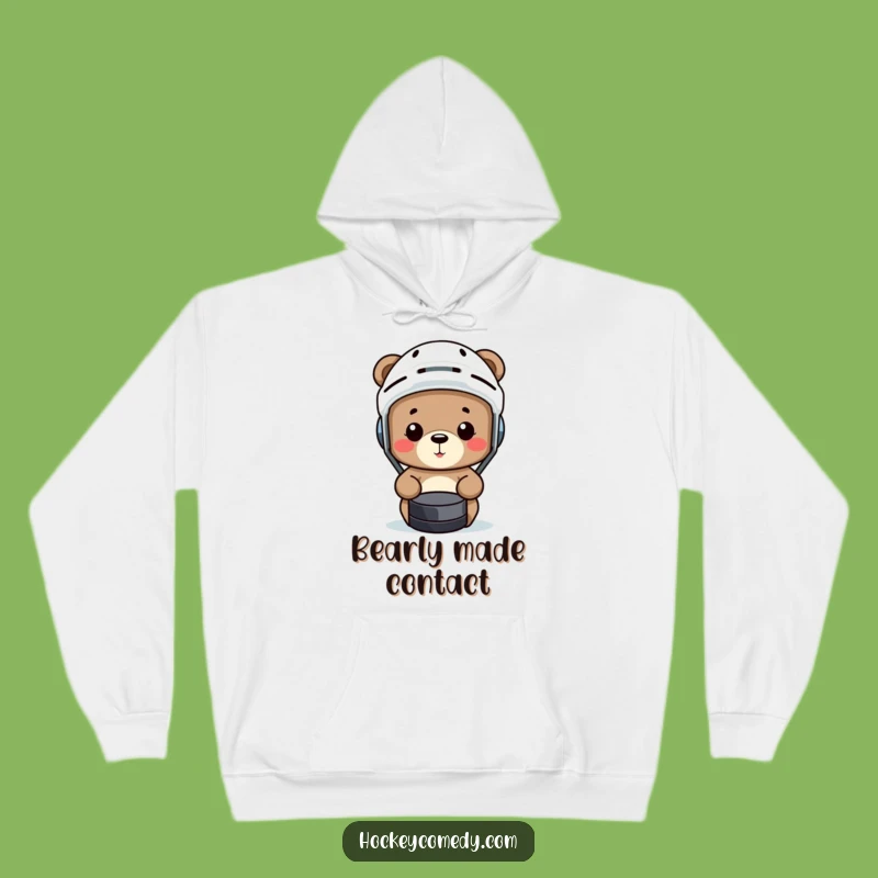 Cozy Funny Hockey Bear Hoodie - Warm Humorous Sports Fan Gift
