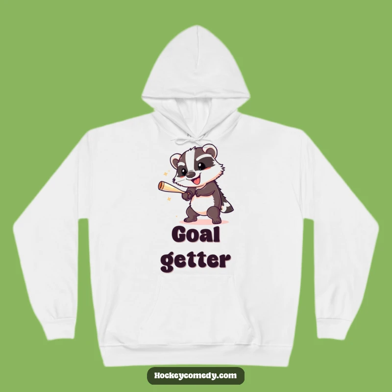 Funny Badger Hockey Hoodie: Stay Warm with Cheerful Game Spirit