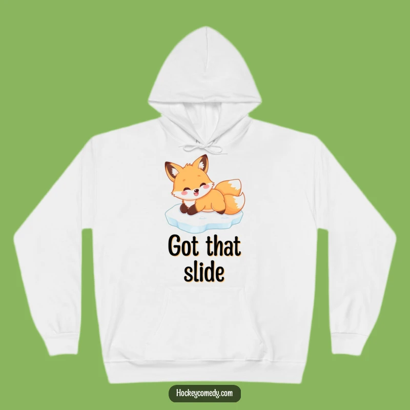 Funny Fox Ice Slide Hoodie: Cozy Winter Fun Design, Ultimate Funny Animal Gift