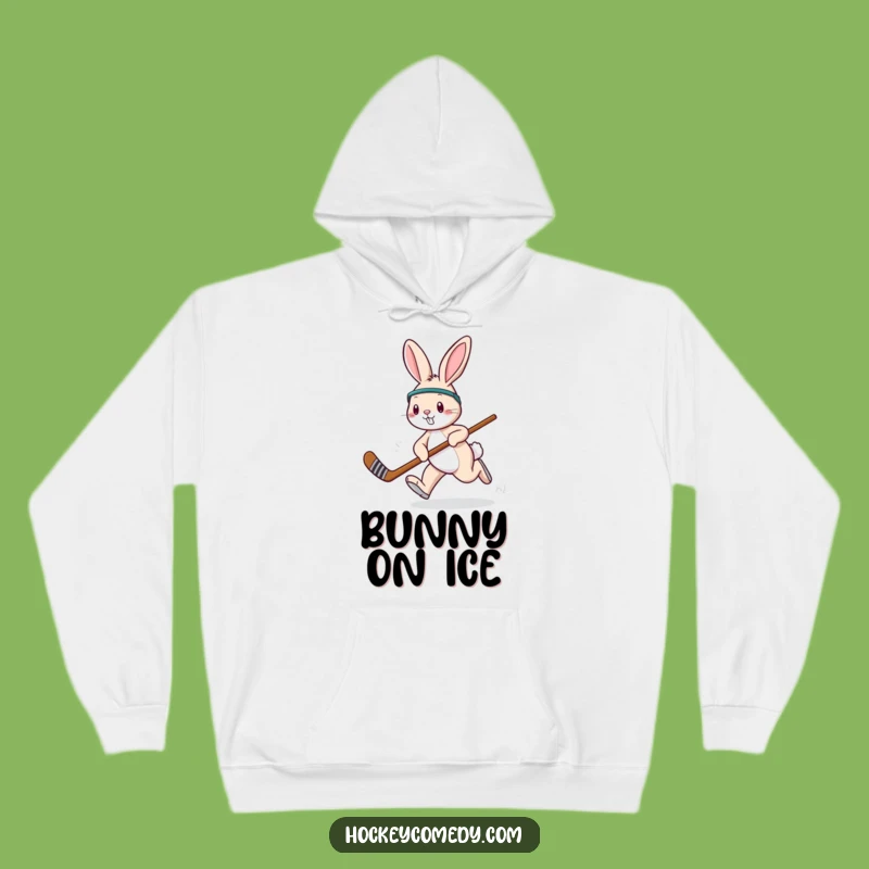 Funny Hockey Rabbit Hoodie: Playful Hopper Design, Ultimate Funny Animal Gift