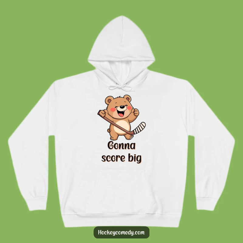 Funny Happy Bear Hockey Hoodie - Cozy & Fiercely Amusing!