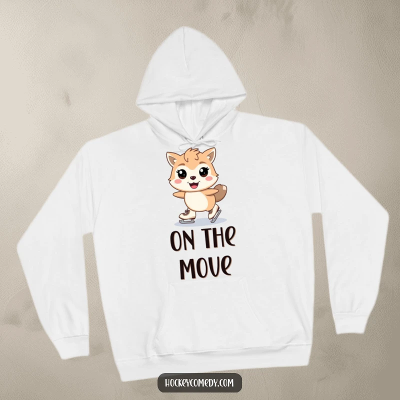 Funny skating animal hoodie featuring a stylized animal with skates mid-stride and gleeful eyes, offering warm comfort and stylish fun. Perfect funny gift.