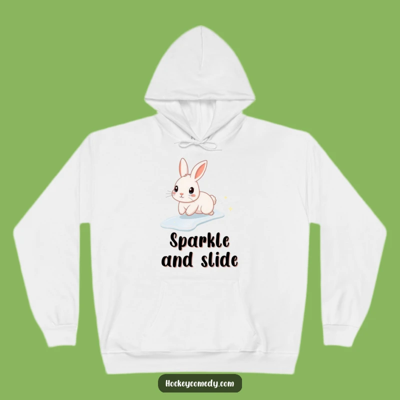 Funny Rabbit Ice Skating Hoodie: Sparkly Comfort, Cozy Winter Gift