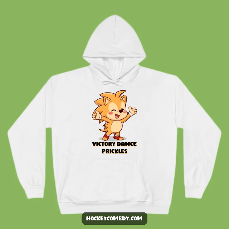 Funny Hedgehog Victory Hoodie: Cozy Dance, Warm Gift for Champions