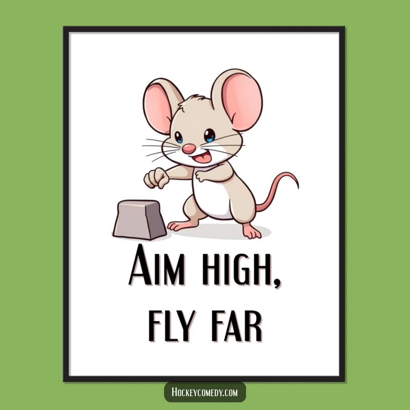 Free Printable Wall Art: Determined Mouse Goal Setter Funny Downloadable Decor