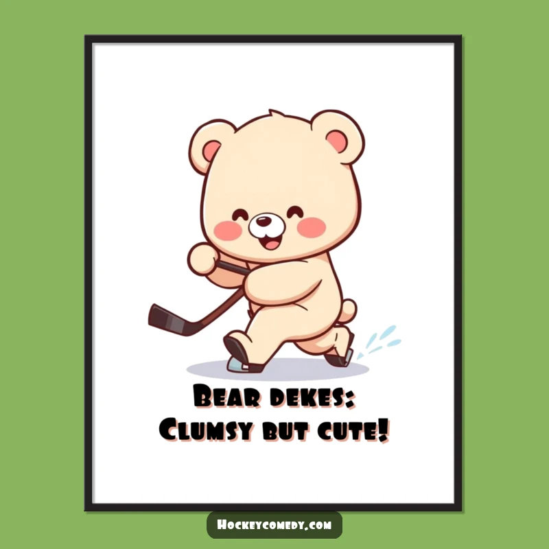 Free Printable Wall Art: Funny Bear Hockey Mishap - Hilarious Downloadable Art Gift