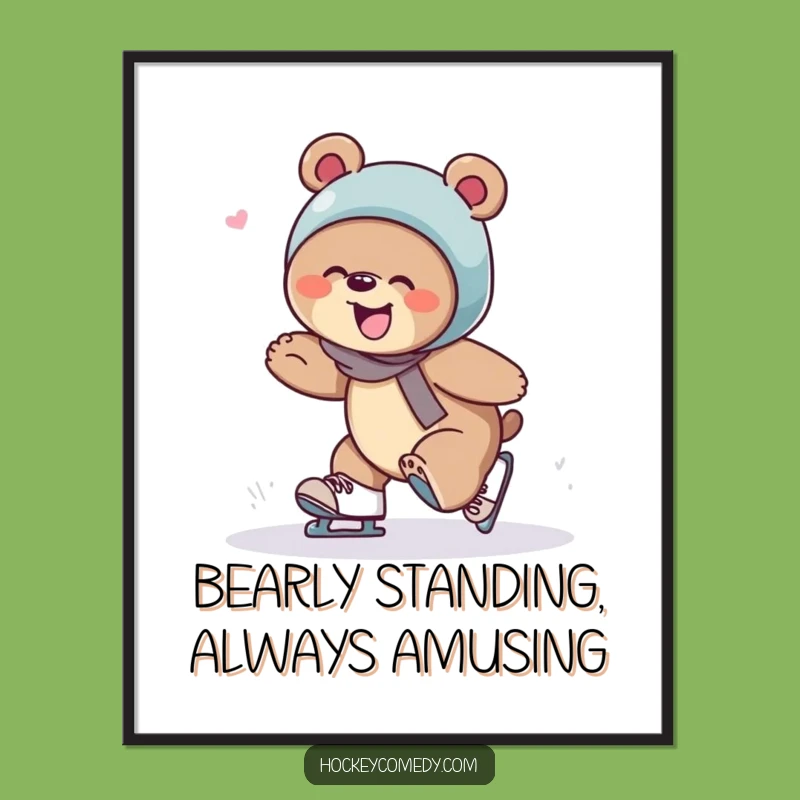Free Printable Giggling Bear Skater Wall Art - Humorous Downloadable Home Decor