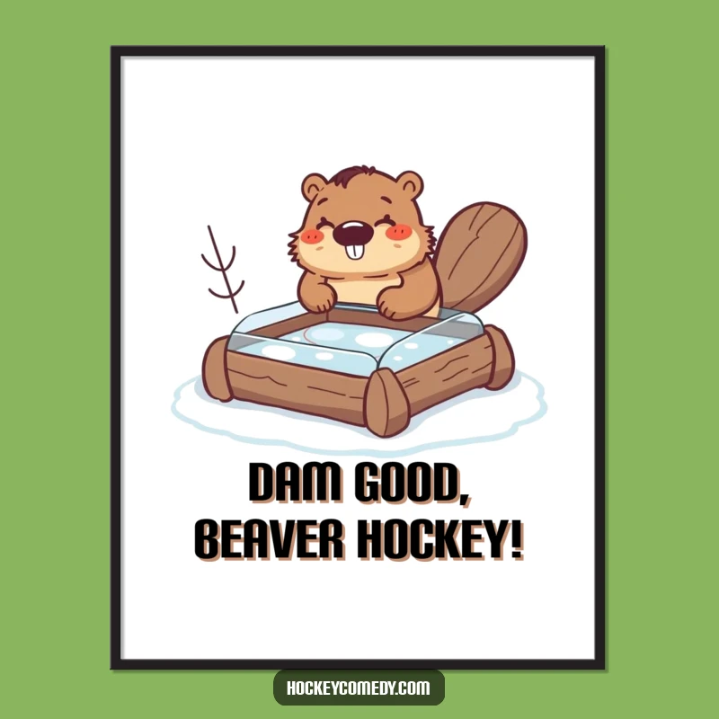 Free Printable Wall Art: Beaver Hockey Rink, Funny Downloadable Art Gift