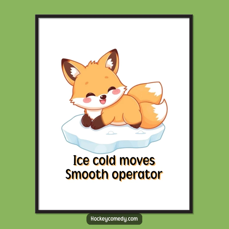 Free Printable Fox Ice Sliding Art - Funny Downloadable Wall Decor