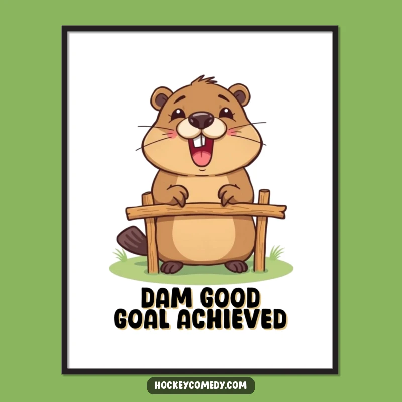 Free Printable Funny Beaver Goal Builder Wall Art: DIY Decor Downloadable