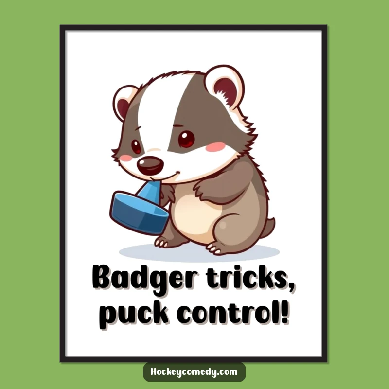 Free Printable Wall Art: Badger Puck Flip, Funny Downloadable Art Gift