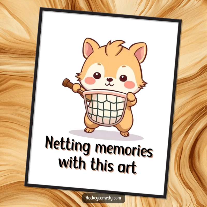 Funny Free Printable Wall Art: A determined animal bravely defends a small net, symbolizing fierce protection.