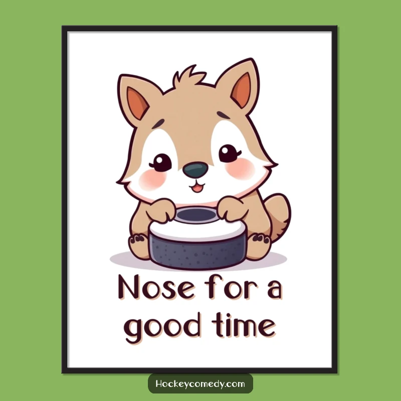 Free Printable Wall Art: Playful Animal Puck Nudge - Funny Downloadable Art