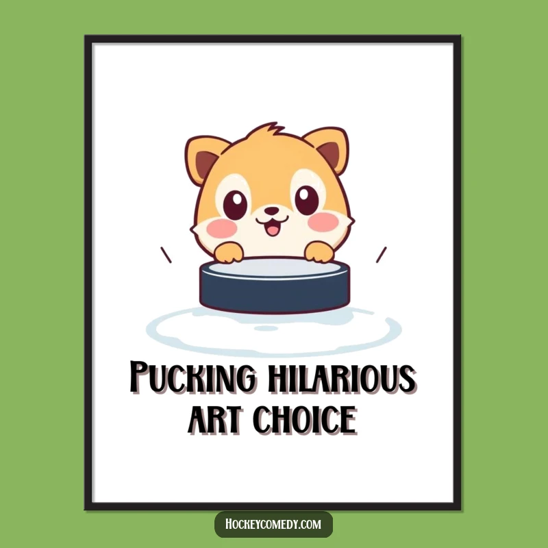 Free Printable Wall Art: Surprised Animal Puck Dodge - Funny Downloadable Art