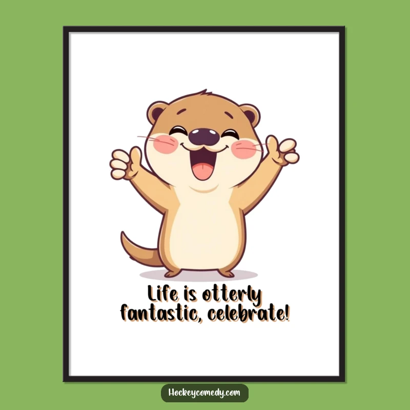 Funny Free Printable Otter Wall Art: Victory Pose Downloadable Decor
