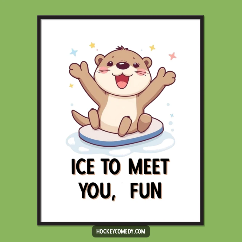 Free Printable Wall Art: Cheerful Otter Ice Slide, Fun Downloadable Decor