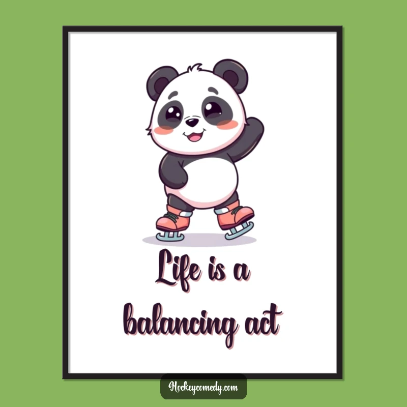 Funny Free Printable Wall Art: Wobbly Panda Skating - Quirky Downloadable Decor!